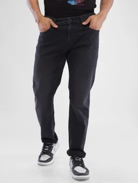 Spykar Charcoal Black Regular Jeans For Men