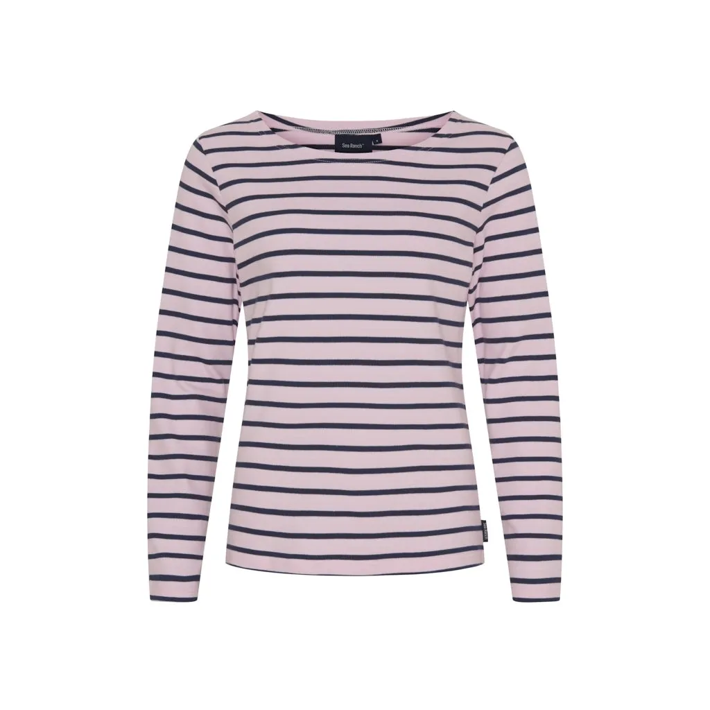 Antibes Striped Long Sleeve Tee - Light Pink/SR Navy