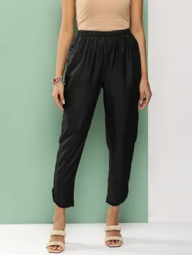 Black Loose Fit Gathered Trousers