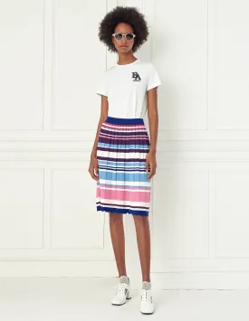 BORA AKSU Pink blues stripes pleated skirt