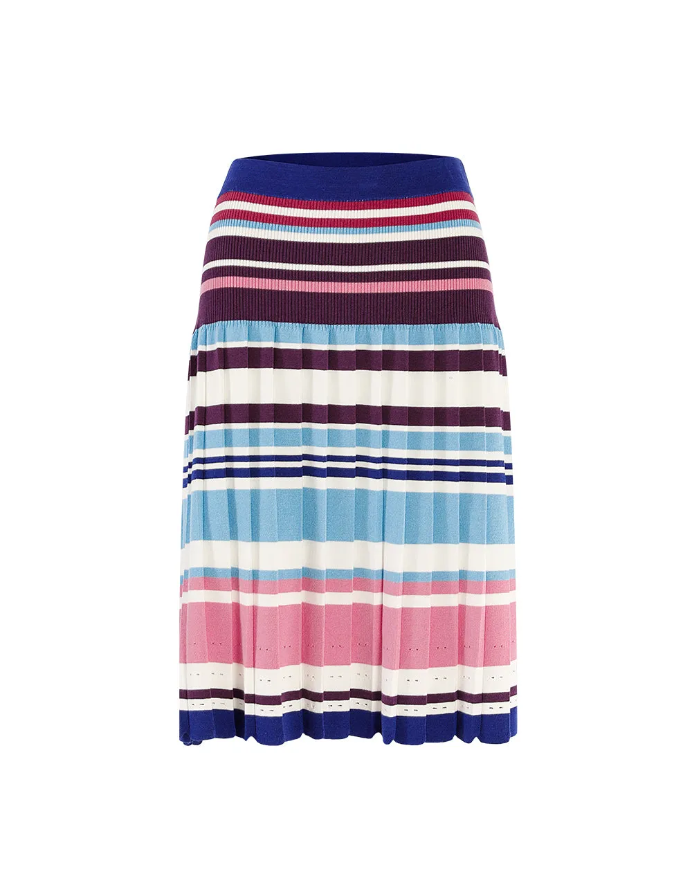 BORA AKSU Pink blues stripes pleated skirt