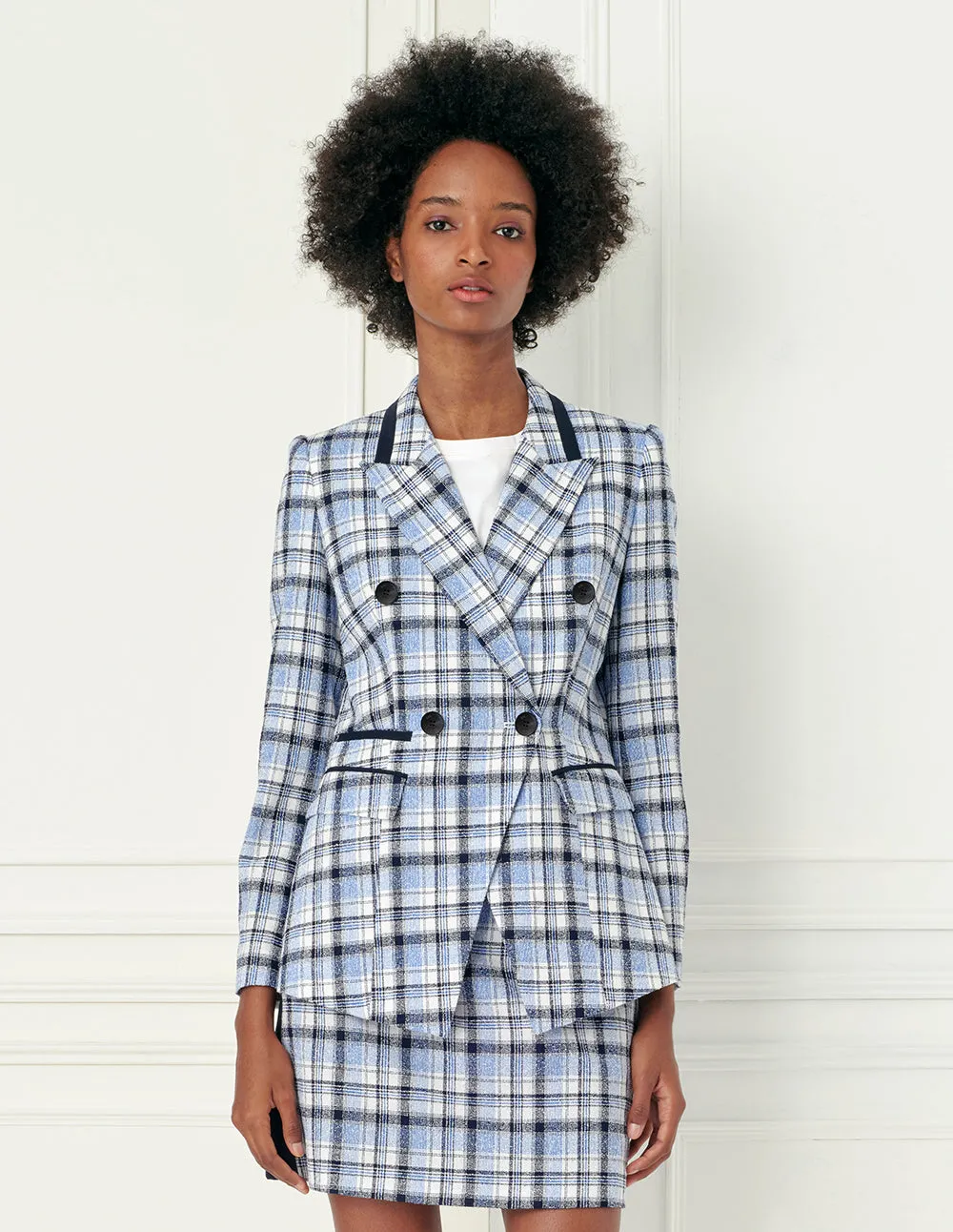 BORA AKSU Tartan check side contrast point mini skirt