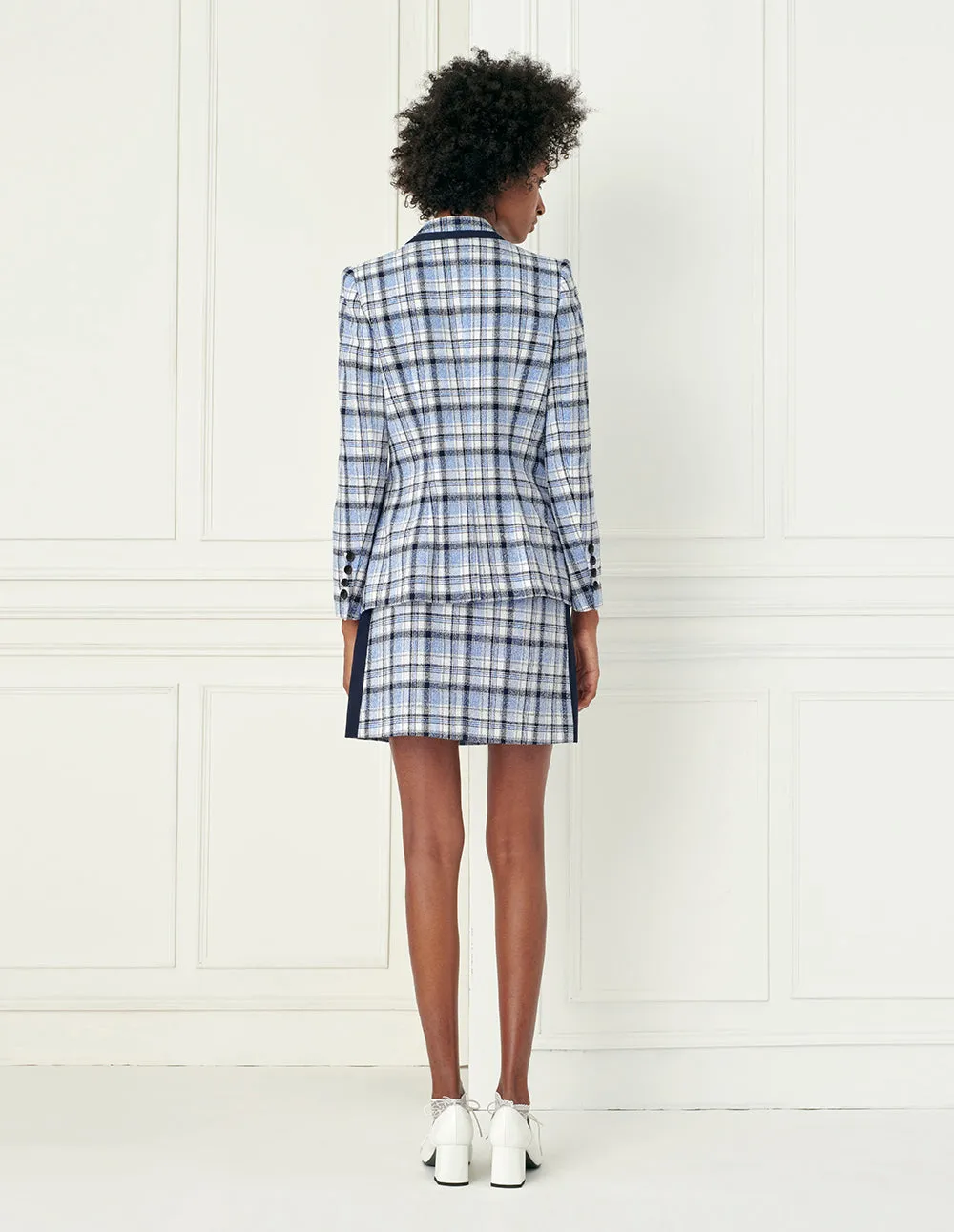 BORA AKSU Tartan check side contrast point mini skirt