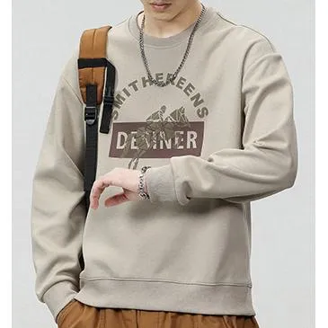 Casual Crew Neck Loose Fit Versatile Print Sweatshirt