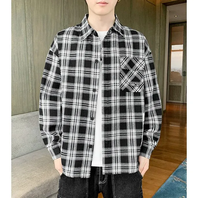 Casual Plaid Workwear Style Trendy Patched Pocket Long Sleeve Shirt