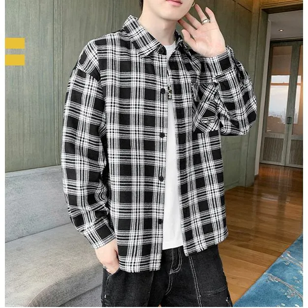 Casual Plaid Workwear Style Trendy Patched Pocket Long Sleeve Shirt