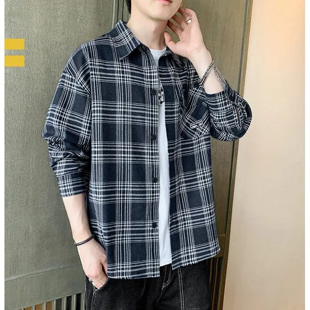 Casual Plaid Workwear Style Trendy Patched Pocket Long Sleeve Shirt