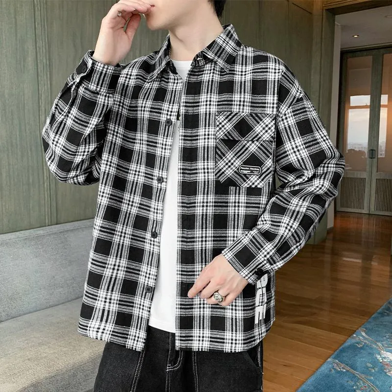 Casual Plaid Workwear Style Trendy Patched Pocket Long Sleeve Shirt