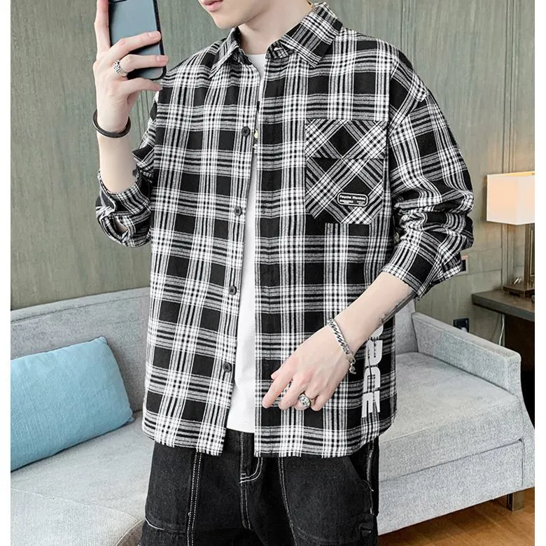 Casual Plaid Workwear Style Trendy Patched Pocket Long Sleeve Shirt