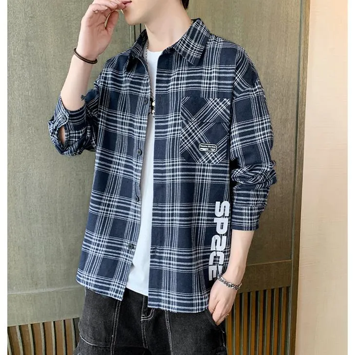 Casual Plaid Workwear Style Trendy Patched Pocket Long Sleeve Shirt