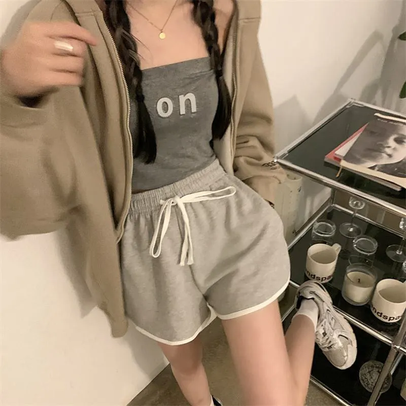 Casual Wide Leg Drawstring Waist Plus Shorts