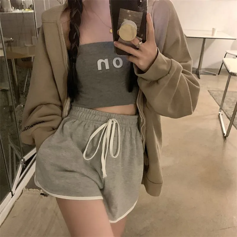 Casual Wide Leg Drawstring Waist Plus Shorts