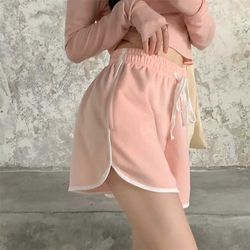 Casual Wide Leg Drawstring Waist Plus Shorts