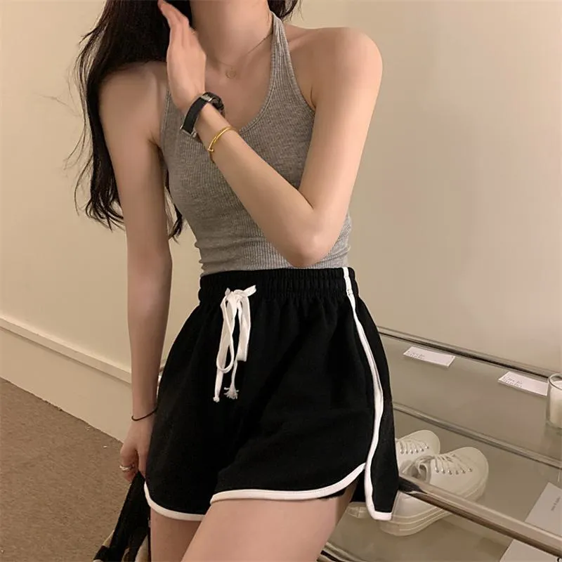 Casual Wide Leg Drawstring Waist Plus Shorts