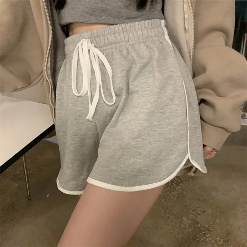 Casual Wide Leg Drawstring Waist Plus Shorts