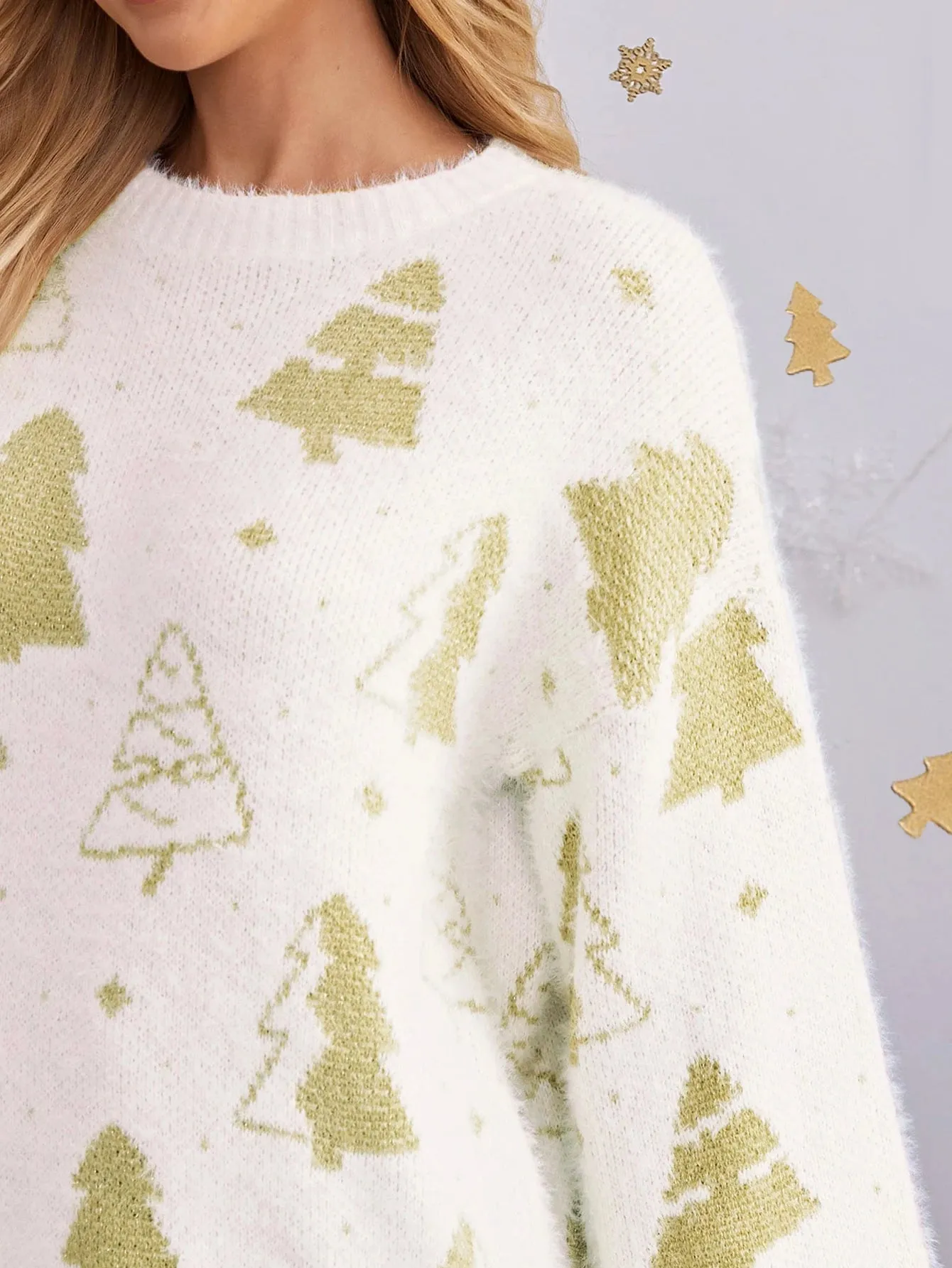 Christmas Tree Design Loose Lazy Wind Sweater