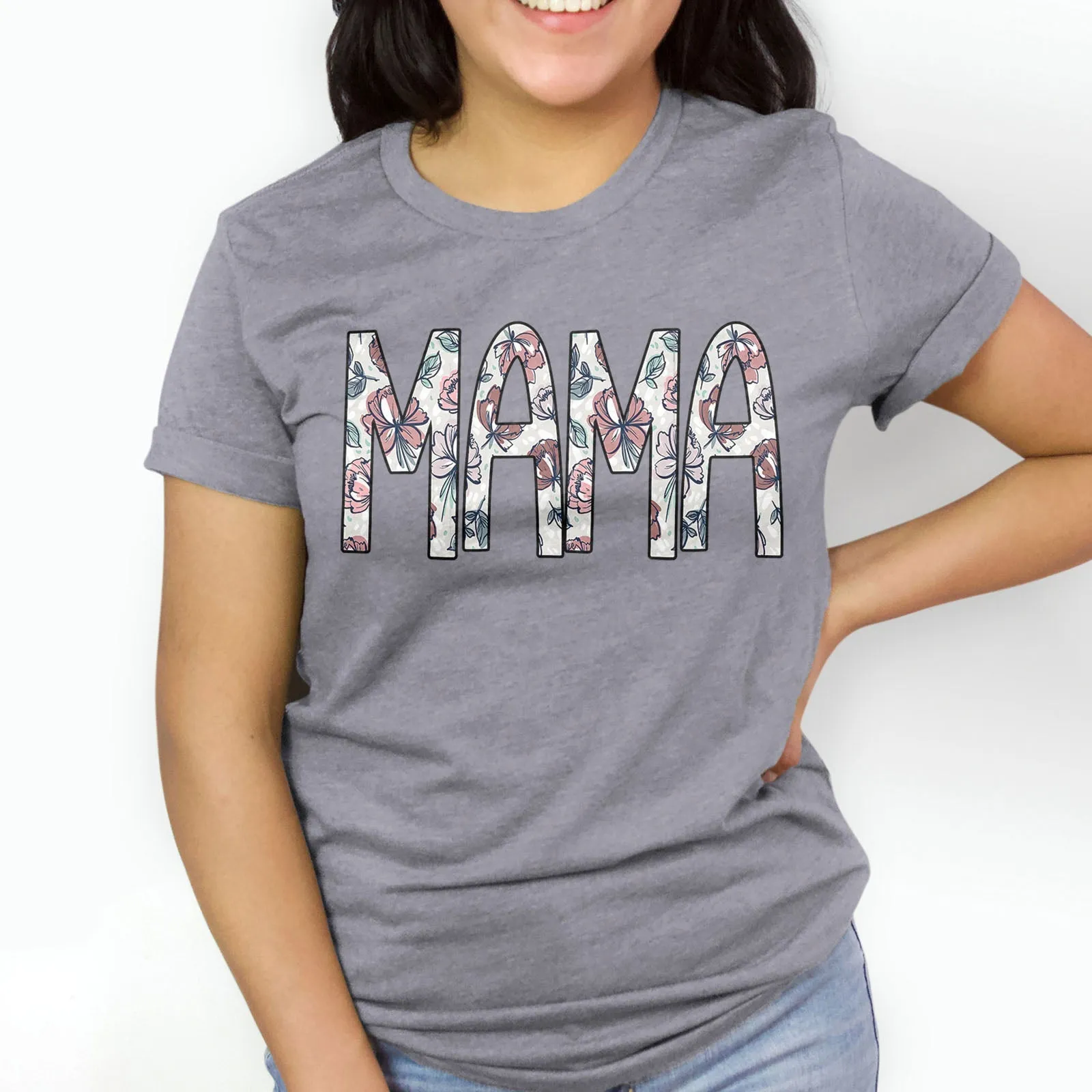 Classic Floral Mama Tee Shirts For Women - Christian Shirts for Women - Religious Tee Shirts