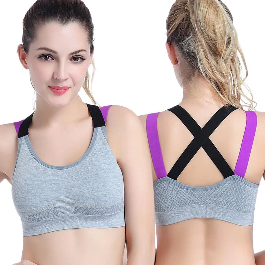 Comfy Cross Straps Wireless Padded Push Up Sports Bra Top