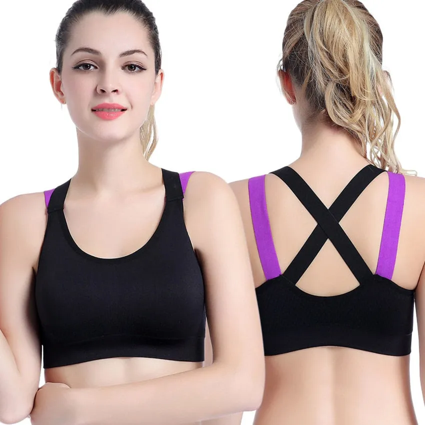 Comfy Cross Straps Wireless Padded Push Up Sports Bra Top