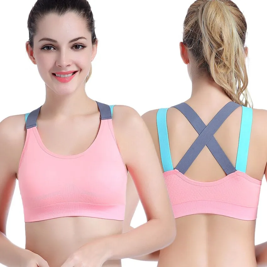 Comfy Cross Straps Wireless Padded Push Up Sports Bra Top