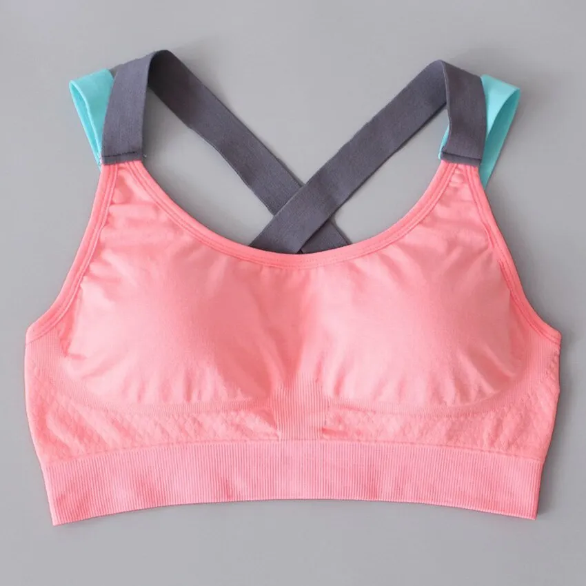 Comfy Cross Straps Wireless Padded Push Up Sports Bra Top