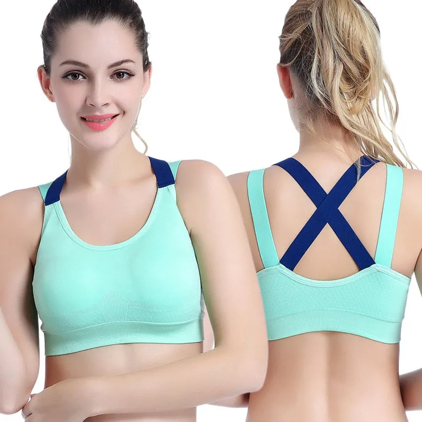 Comfy Cross Straps Wireless Padded Push Up Sports Bra Top