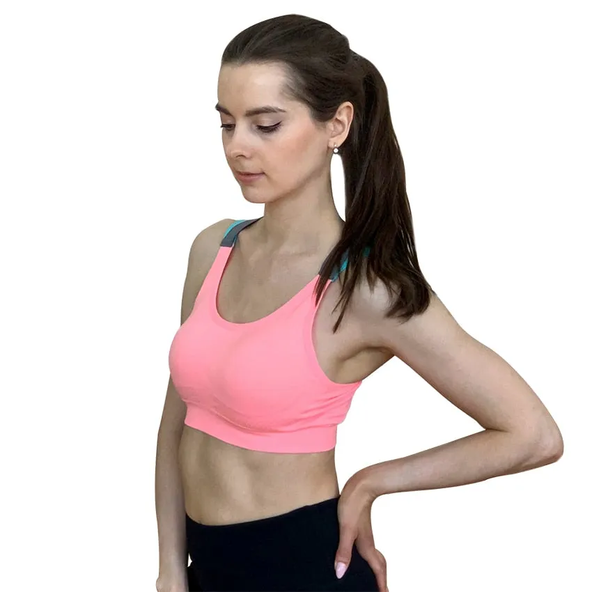 Comfy Cross Straps Wireless Padded Push Up Sports Bra Top