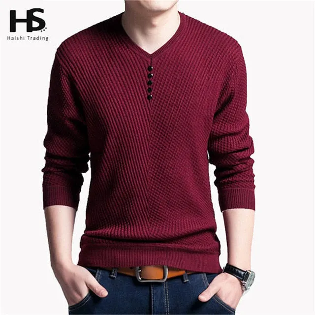 COODRONY Sweater Men Casual V-Neck Pullover Men Autumn Slim Fit Long Sleeve Shirt Mens Sweaters Knitted Cashmere Wool Pull Homme