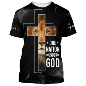 Cross The Lion Of Judah Shirts - One Nation Under God 3d Shirts - Christian T Shirts For Men And Women