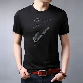 Cursive Letter Feather Printed Cotton Tees