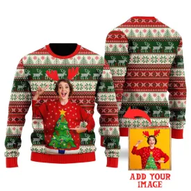 Custom Photo On Vintage Tacky Custom Christmas Sweaters For Men & Women