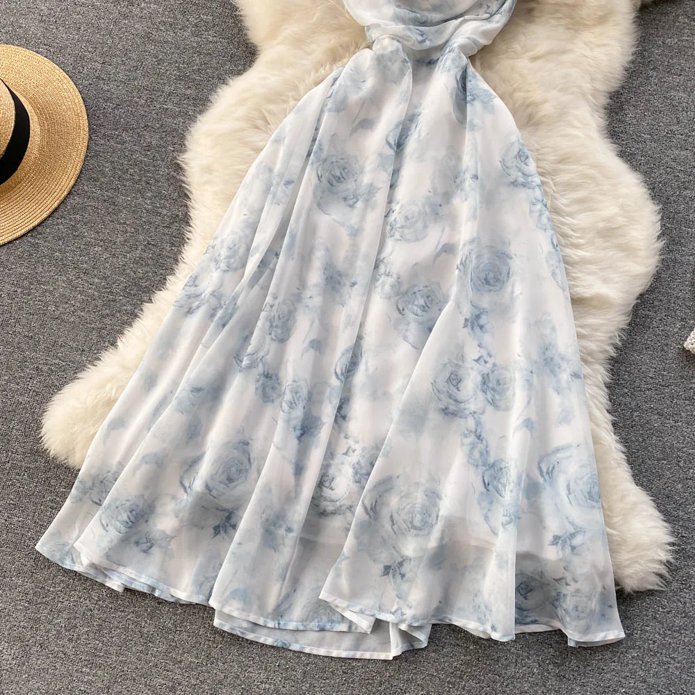 Cute chiffon floral dress A line fashion dress     S146