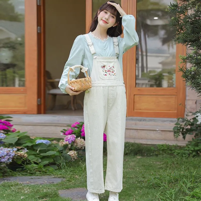 Cute Retro Loose Fit Denim Overalls