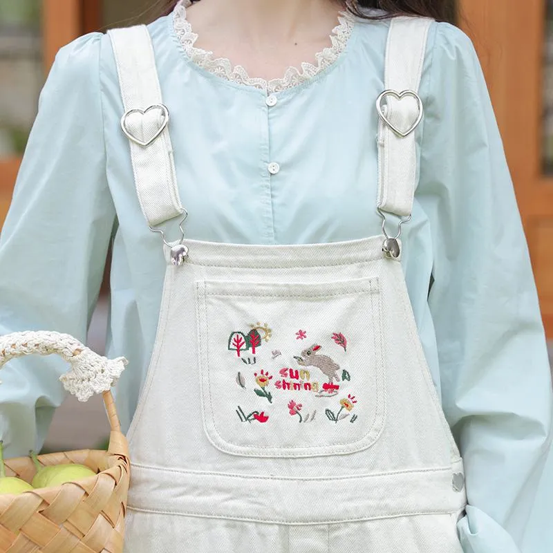 Cute Retro Loose Fit Denim Overalls