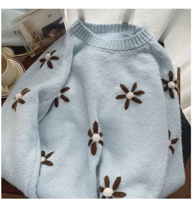 embroidered round neck sweater for women        S4825