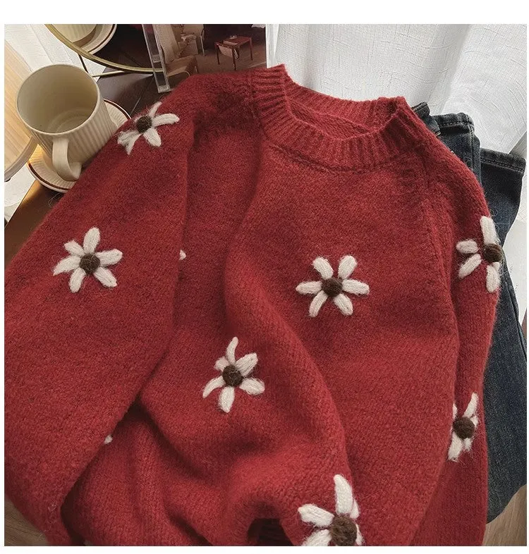 embroidered round neck sweater for women        S4825