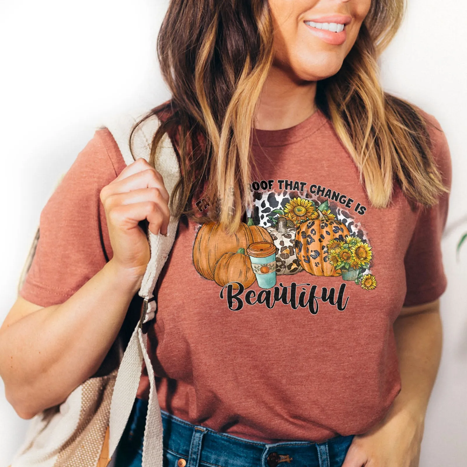 Fall Is Proof That Change Is Beautiful Leopard Tee Shirts For Women - Christian Shirts for Women - Religious Tee Shirts