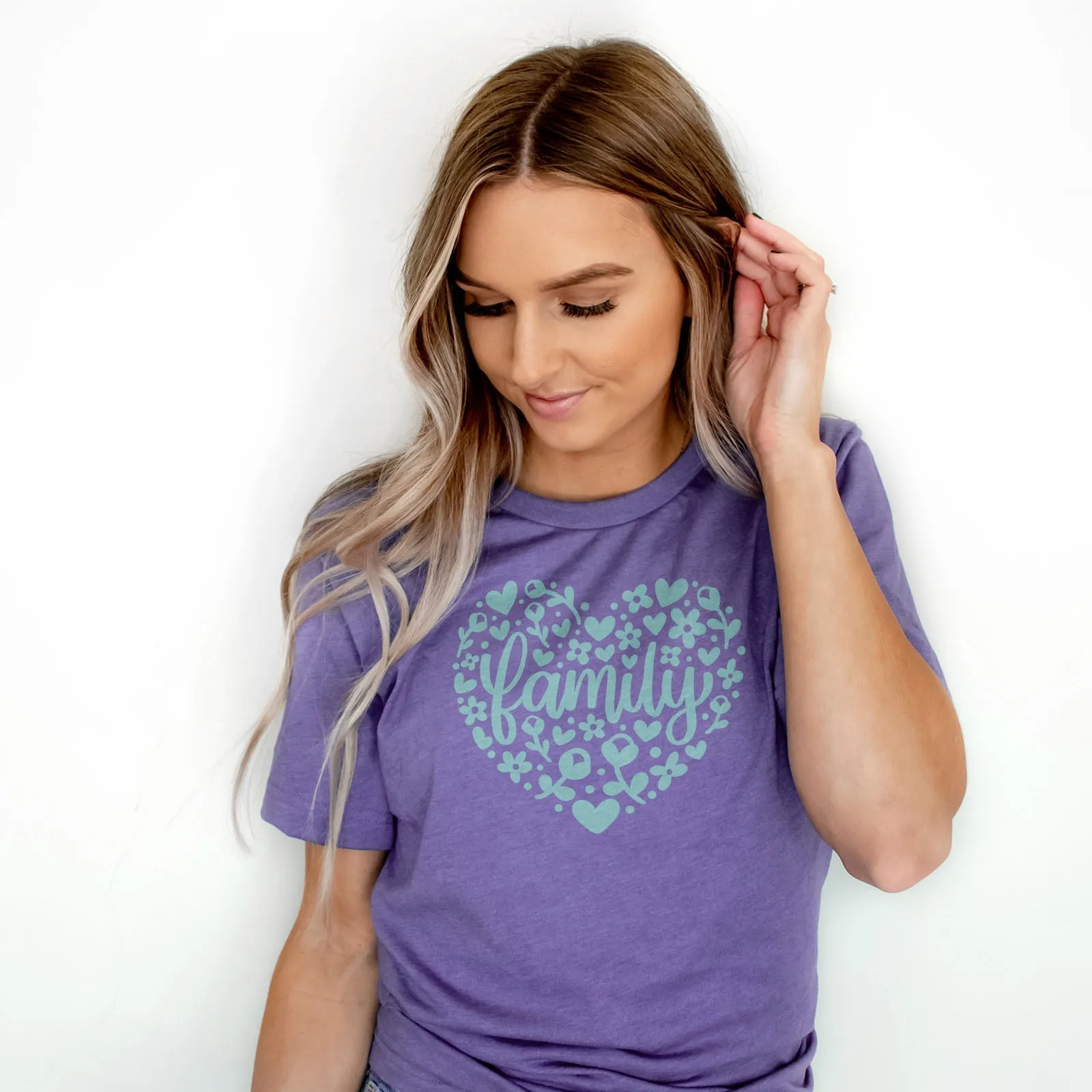 Family Floral Heart Tee Shirts For Women - Christian Shirts for Women - Religious Tee Shirts