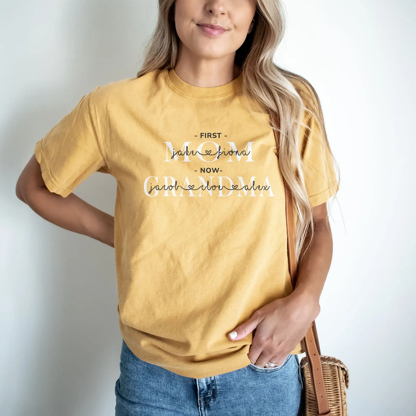 First Mom Now Grandma Personalized Tee Shirts For Women - Christian Shirts for Women - Religious Tee Shirts