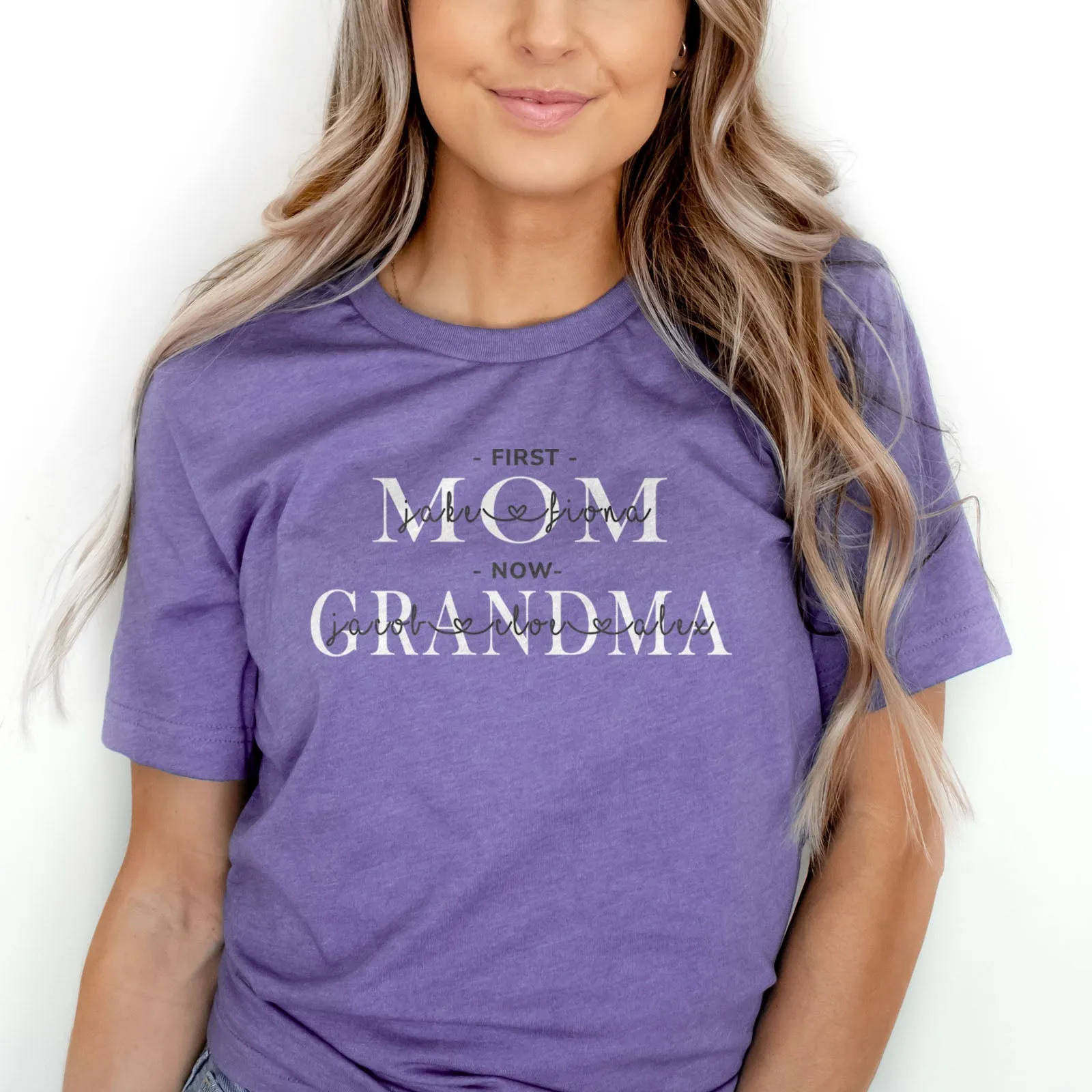 First Mom Now Grandma Personalized Tee Shirts For Women - Christian Shirts for Women - Religious Tee Shirts