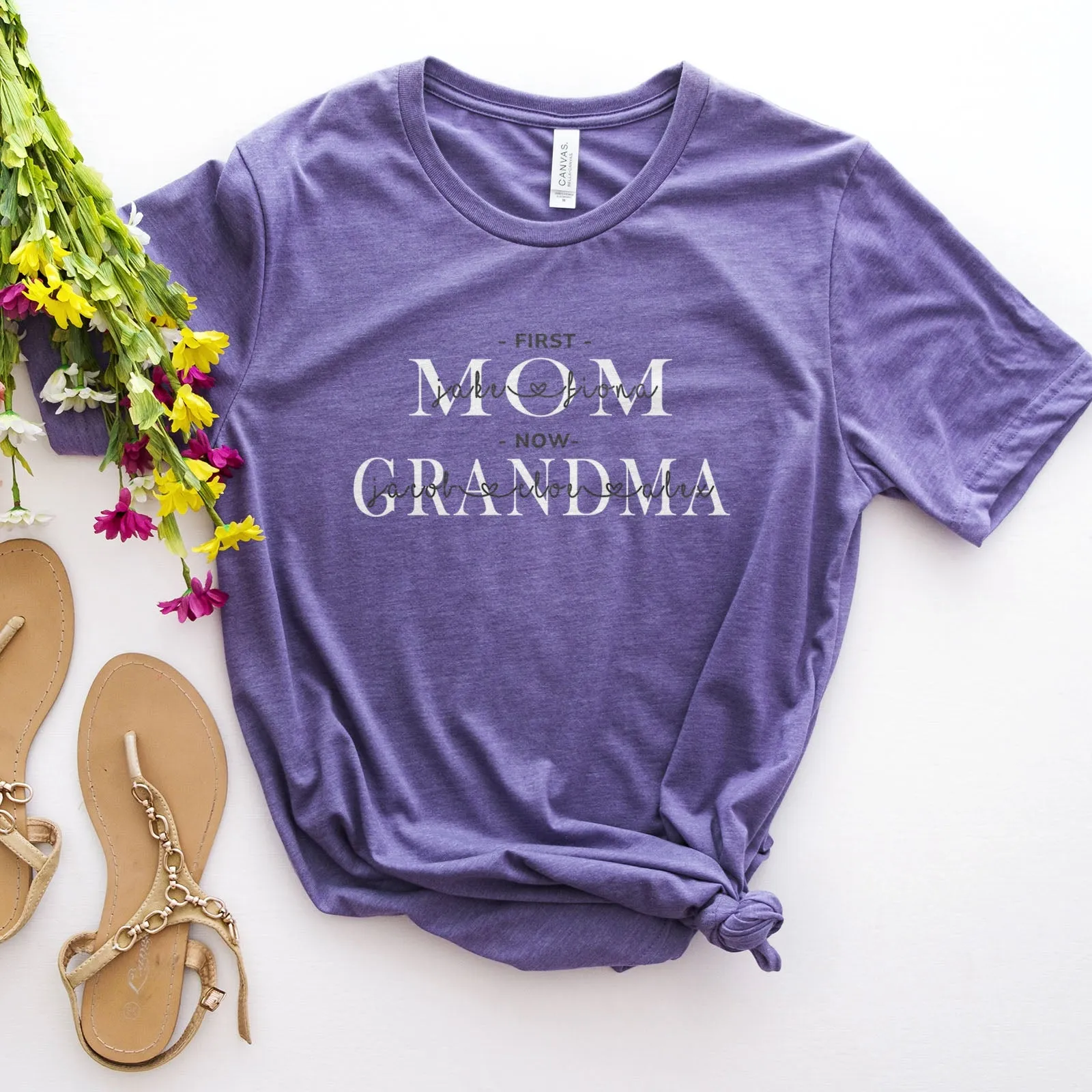 First Mom Now Grandma Personalized Tee Shirts For Women - Christian Shirts for Women - Religious Tee Shirts