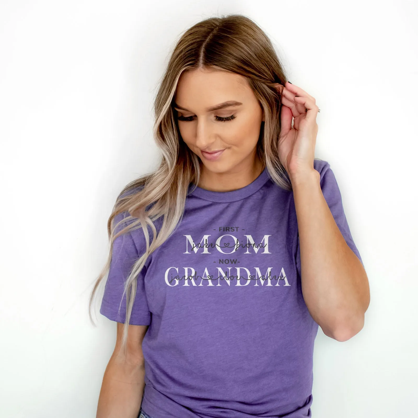 First Mom Now Grandma Personalized Tee Shirts For Women - Christian Shirts for Women - Religious Tee Shirts