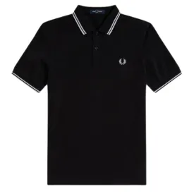 Fred Perry Black Polo with White Twin Tipping