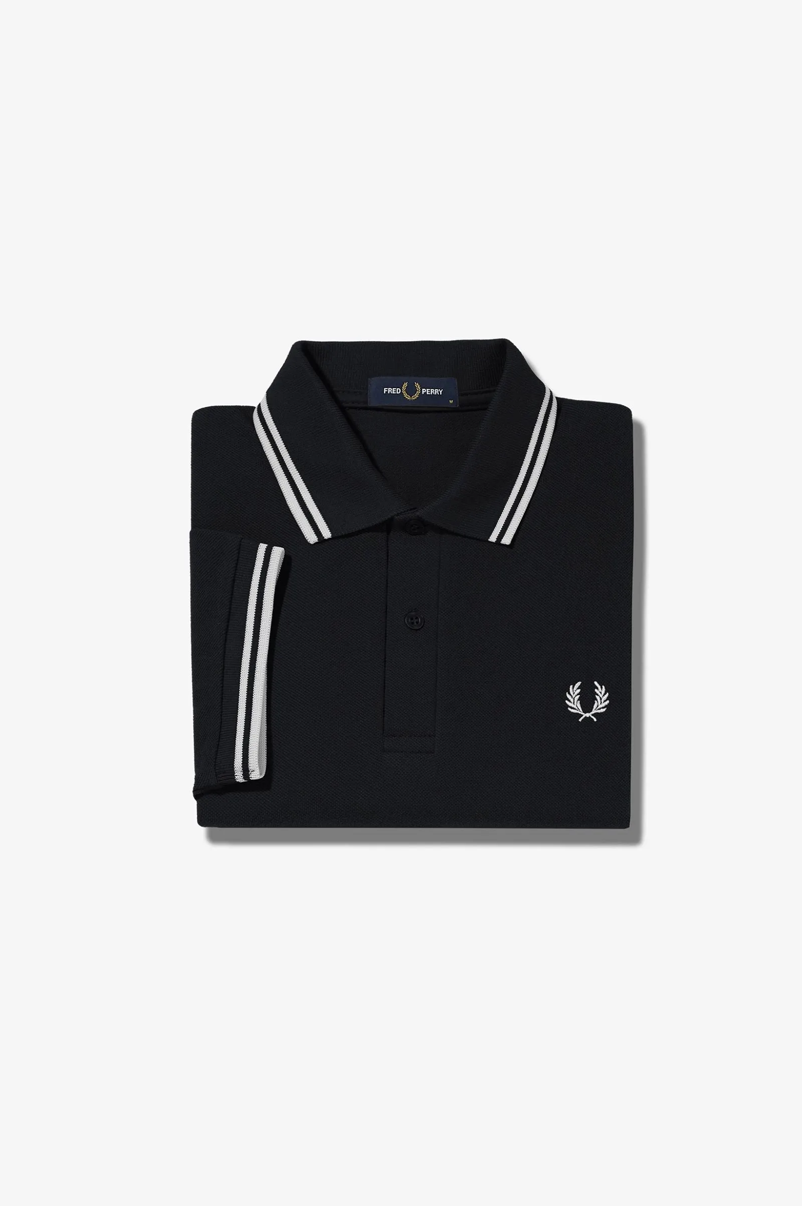 Fred Perry Black Polo with White Twin Tipping