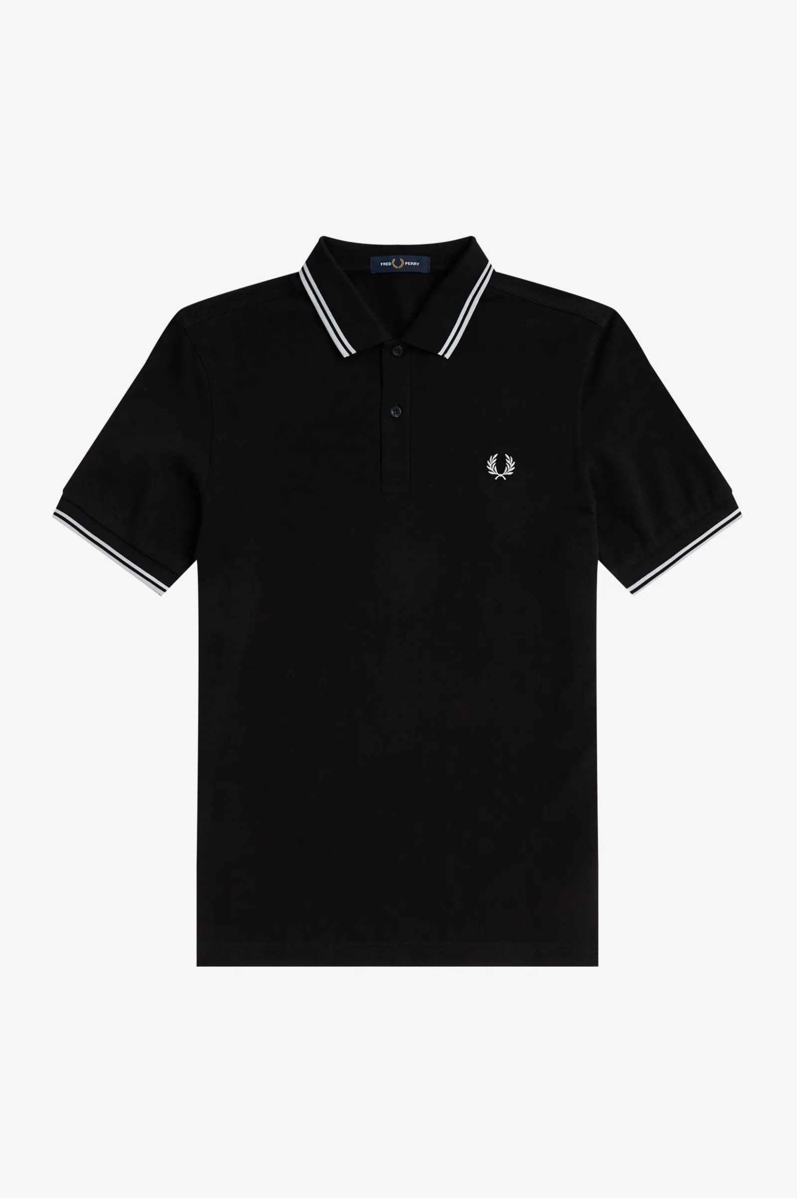 Fred Perry Black Polo with White Twin Tipping