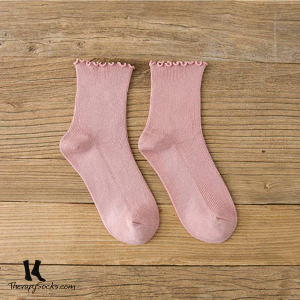 Fungus Lace Tops Crew Casual Cotton Socks