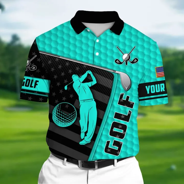 Golf Polo Shirt Premium Unique Golf Man 3D Polo Shirts Multicolor Personalized Golf Shirt Patriotic Golf Shirt For Men