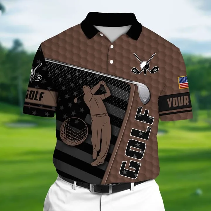 Golf Polo Shirt Premium Unique Golf Man 3D Polo Shirts Multicolor Personalized Golf Shirt Patriotic Golf Shirt For Men