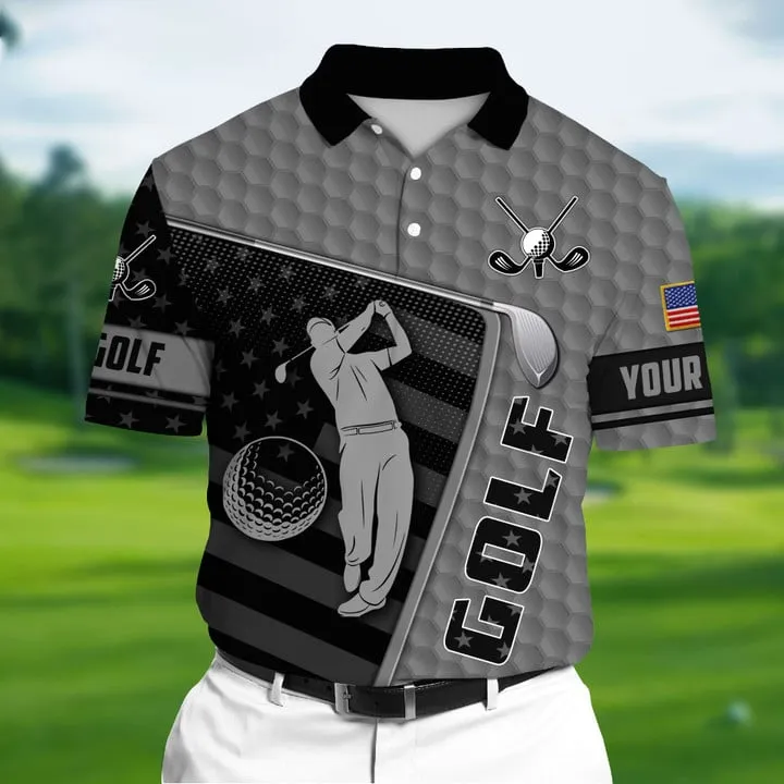 Golf Polo Shirt Premium Unique Golf Man 3D Polo Shirts Multicolor Personalized Golf Shirt Patriotic Golf Shirt For Men