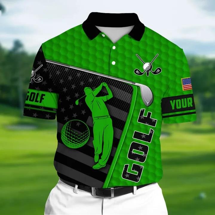 Golf Polo Shirt Premium Unique Golf Man 3D Polo Shirts Multicolor Personalized Golf Shirt Patriotic Golf Shirt For Men